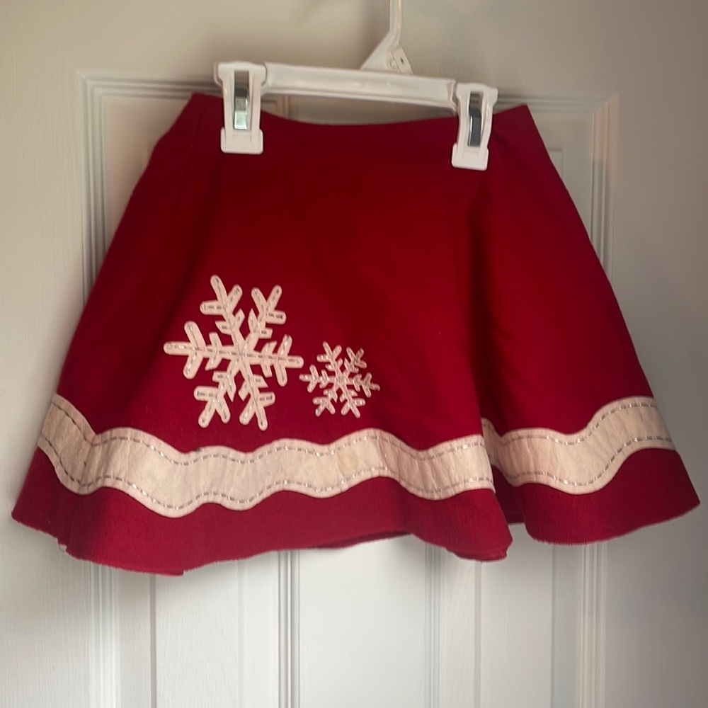GAP GIRLS RED WOOL SNOWFLAKE SKIRT